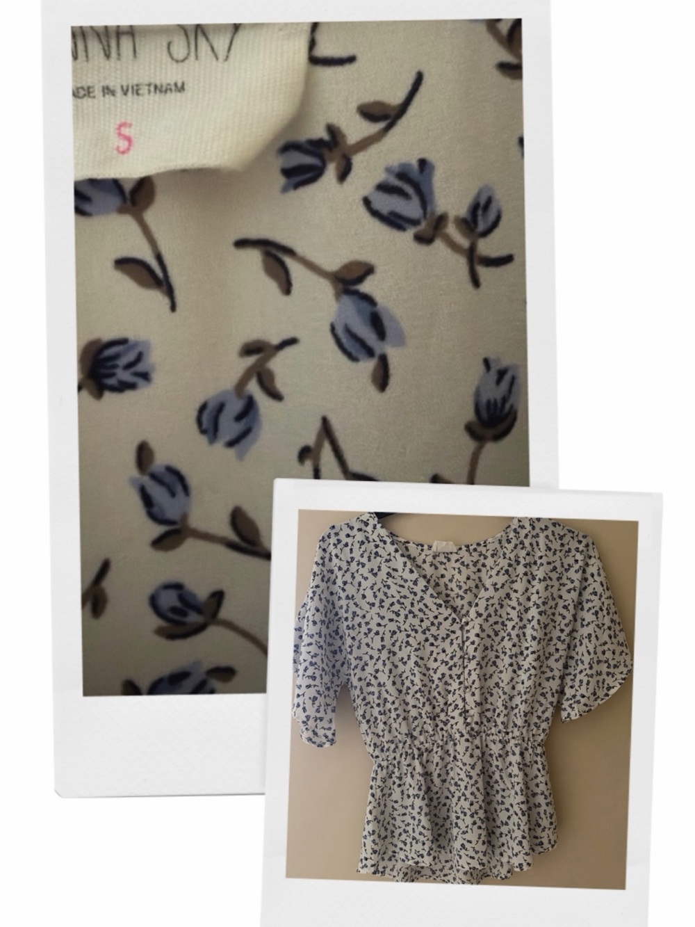 Sienna Sky White Blouse with Navy Floral Print Peplum